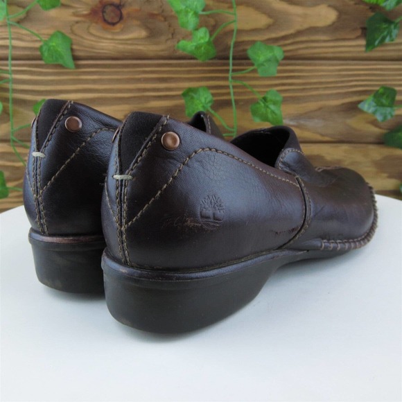 Timberland Size 7.5 Slip-On Brown Leather Medium (B, M) Comforia Slip On Women - Picture 6 of 11